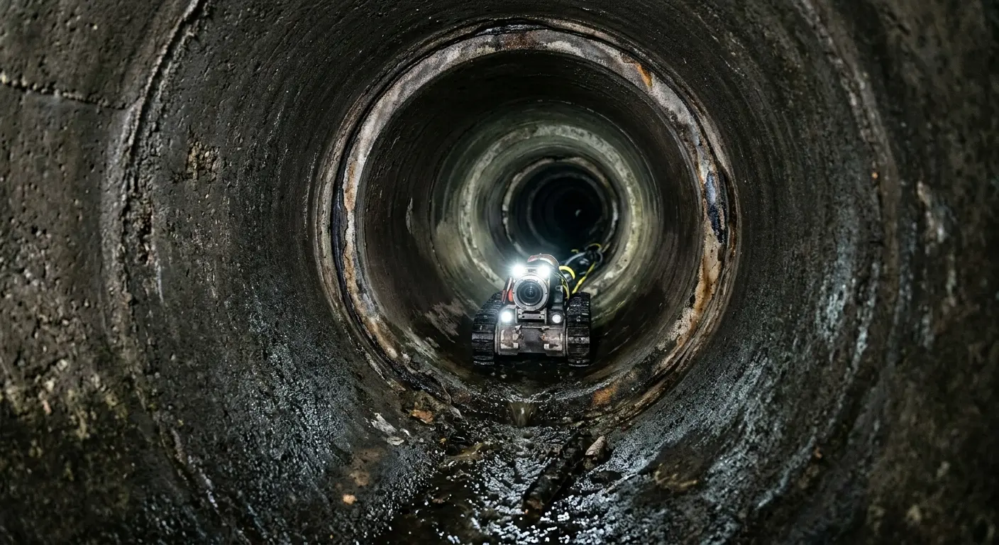 Robotic sewer camera inspecting pipe interior for Sewer Line Cleaning in O'Hara